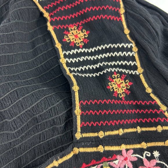 Savanna Jane Womens Dress Size 1X Black Embroidered Long Sleeve Boho Lined Flowy - Picture 7 of 12